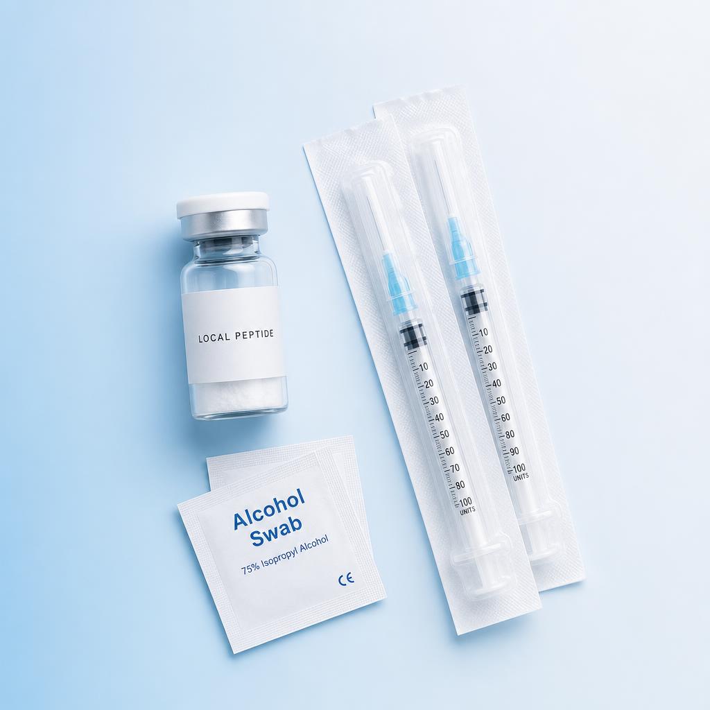 Steril kit med vialer, bakteriostatiskt vatten och insulinnålar